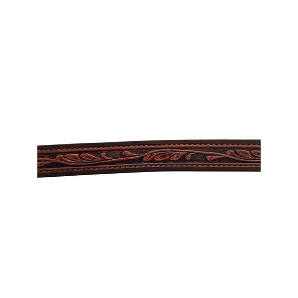 Handcrafted Real McCoy Western Leather Belt Brown Size 42 Tooled Silver USA - Picture 7 of 9